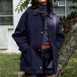 Korean Boutique Leather Collar Padded Barn Jacket